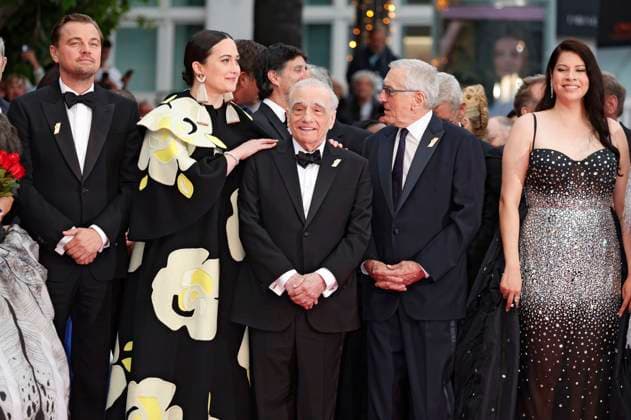 Leonardo DiCaprio, Lily Gladstone, Director Martin Scorsese, Robert Di Niro und Cara Jade Myers bei der Premiere des Kinofilms Killers of the Flower Moon auf dem Festival de Cannes 2023 76. Internationale Filmfestspiele von Cannes im Palais des Festivals. Cannes, 20.05.2023