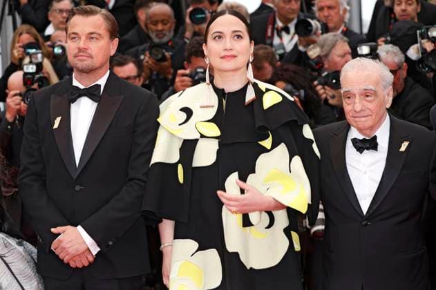 Leonardo DiCaprio, Lily Gladstone und Martin Scorsese bei der Premiere des Kinofilms Killers of the Flower Moon auf dem Festival de Cannes 2023 76. Internationale Filmfestspiele von Cannes im Palais des Festivals. Cannes, 20.05.2023