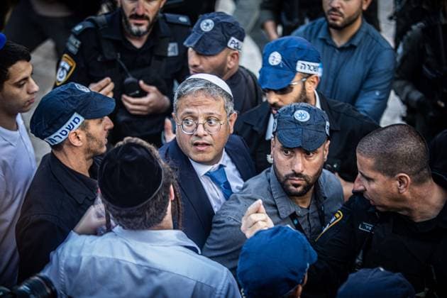 May 18, 2023, Jerusalem, Israel: Israeli minister of National Security Itamar Ben-Gvir looks on at Damascus gate In Jerusalem during the flag march. Tens of thousands of young religious-Zionist men and women marched through the capital waving Star of David flags into the Old City of Jerusalem, as part of a controversial flag march, marking the reunification of the city during the Six Day War and Israel s capture of the Temple Mount and the Western Wall, Judaism s holiest sites. Jerusalem Israel - ZUMAs197 20230518_zaa_s197_618 Copyright: xEyalxWarshavskyx
