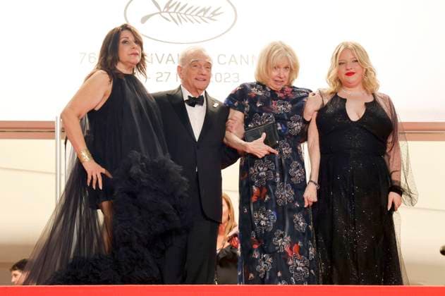Martin Scorsese mit Ehefrau Helen Morris und Töchtern Cathy und Francesca nach der Premiere des Kinofilms Killers of the Flower Moon auf dem Festival de Cannes 2023 76. Internationale Filmfestspiele von Cannes im Palais des Festivals. Cannes, 20.05.2023