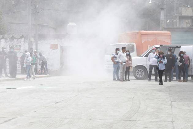 Population of Santiago Xalitzitla alert for Popocatepetl activity in Mexico May 22, 2023, Santiago Xalitzintla, Puebla: The streets with ash dust emitted by the Popocatepetl volcano in the municipality of Santiago Xalitzintla in the state of Puebla. on May 22, 2023 in Santiago Xalitzintla, Puebla (Photo by Luis Barron Eyepix Group). Copyright: xLuisxBarronx xEyepixxGroupx LB_20230522_POPOCATEPTL30