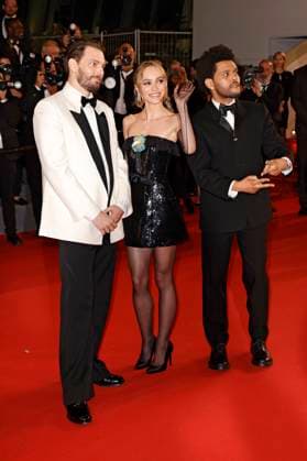 Sam Levinson, Lily-Rose Depp und Abel The Weeknd Tesfaye bei der Premiere der HBO-Dramaserie The Idol auf dem Festival de Cannes 2023 76. Internationale Filmfestspiele von Cannes im Palais des Festivals. Cannes, 22.05.2023