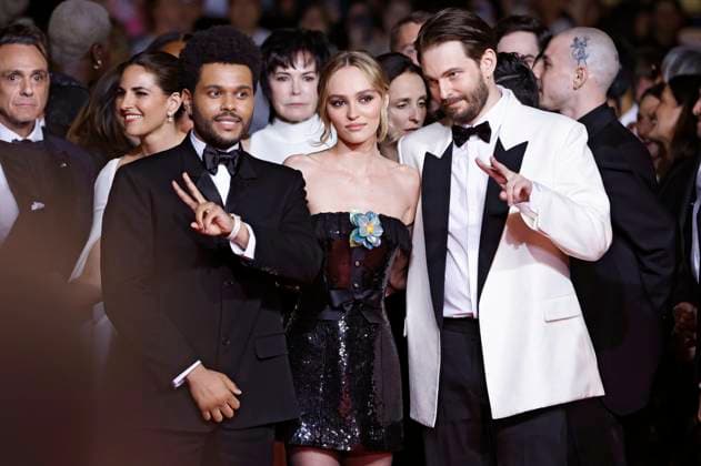 Abel The Weeknd Tesfaye, Lily-Rose Depp und Sam Levinson bei der Premiere der HBO-Dramaserie The Idol auf dem Festival de Cannes 2023 76. Internationale Filmfestspiele von Cannes im Palais des Festivals. Cannes, 22.05.2023
