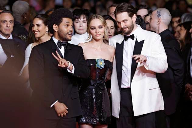 Abel The Weeknd Tesfaye, Lily-Rose Depp und Sam Levinson bei der Premiere der HBO-Dramaserie The Idol auf dem Festival de Cannes 2023 76. Internationale Filmfestspiele von Cannes im Palais des Festivals. Cannes, 22.05.2023