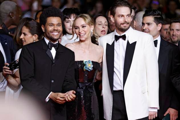 Abel The Weeknd Tesfaye, Lily-Rose Depp und Sam Levinson bei der Premiere der HBO-Dramaserie The Idol auf dem Festival de Cannes 2023 76. Internationale Filmfestspiele von Cannes im Palais des Festivals. Cannes, 22.05.2023