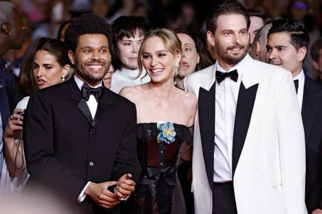 Abel The Weeknd Tesfaye, Lily-Rose Depp und Sam Levinson bei der Premiere der HBO-Dramaserie The Idol auf dem Festival de Cannes 2023 76. Internationale Filmfestspiele von Cannes im Palais des Festivals. Cannes, 22.05.2023