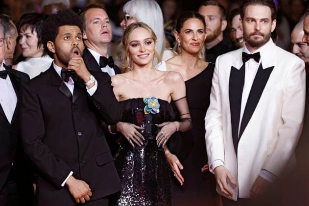 Abel The Weeknd Tesfaye, Lily-Rose Depp und Sam Levinson bei der Premiere der HBO-Dramaserie The Idol auf dem Festival de Cannes 2023 76. Internationale Filmfestspiele von Cannes im Palais des Festivals. Cannes, 22.05.2023
