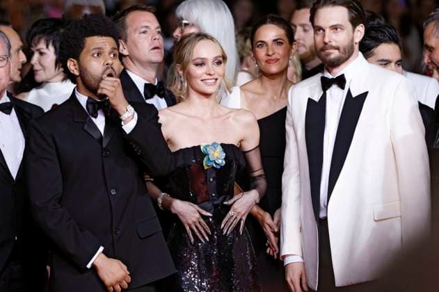 Abel The Weeknd Tesfaye, Lily-Rose Depp und Sam Levinson bei der Premiere der HBO-Dramaserie The Idol auf dem Festival de Cannes 2023 76. Internationale Filmfestspiele von Cannes im Palais des Festivals. Cannes, 22.05.2023