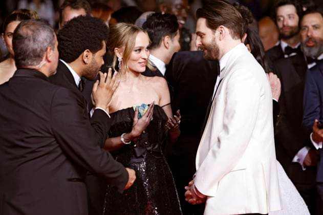 Abel The Weeknd Tesfaye, Lily-Rose Depp und Sam Levinson bei der Premiere der HBO-Dramaserie The Idol auf dem Festival de Cannes 2023 76. Internationale Filmfestspiele von Cannes im Palais des Festivals. Cannes, 22.05.2023