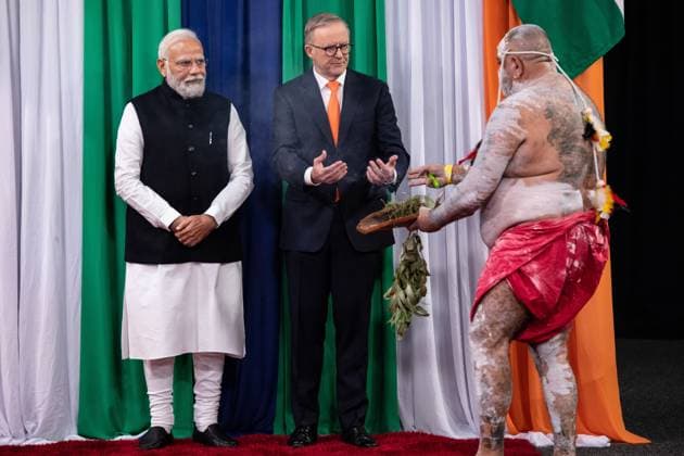 Bilder des Jahres 2023, News 05 Mai News Themen der Woche KW21 News Bilder des Tages INDIAN PM NARENDRA MODI VISIT, India?s Prime Minister Narendra Modi and Australian Prime Minister Anthony Albanese arrive for a community event at Qudos Bank Arena in Sydney, Tuesday, May 23, 2023. ( NO ARCHIVING, EDITORIAL USE ONLY, NO USE IN BOOKS WITHOUT CONSENT SYDNEY NEW SOUTH WALES AUSTRALIA  Copyright: xWOLTERxPEETERSx 20230523001802226029