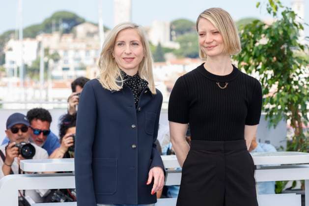 May 23, 2023: Jessica Hausner and Mia Wasikowska pose at the Club Zero photocall during the 76th Cannes Film Festival at Palais des Festivals in Cannes, France, on 23 May 2023. Photo: - ZUMAm179 20230523_zep_m179_022 Copyright: xAlecxMichaelx
