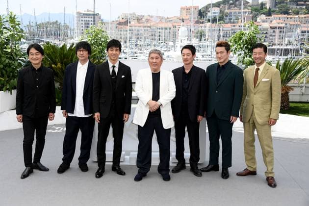 76th Cannes Film Festival 2023, Photocall film Kubu. Pictured: Takeshi Natsuno, Nao Omori, Hidetoshi Nishijima, Takeshi Kitano, RyÅ Kase, Nakamura Shido II, Tadanobu Asano  Copyright: xAlbertoxTerenghi PoolxPhotoxEvenx xPoolxPhotoxEventsx01x IPA_IPA38156582