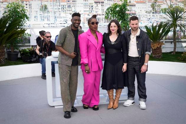 Foto IPP Daniele Cifala™ Cannes 23 05 2023 Adami Photocall - The 76th Annual Cannes Film Festival nella foto : Blaise Afonso, Claudia Tagbo, Camille Dochez and Thomas Rio Italy Photo Press - World Copyright