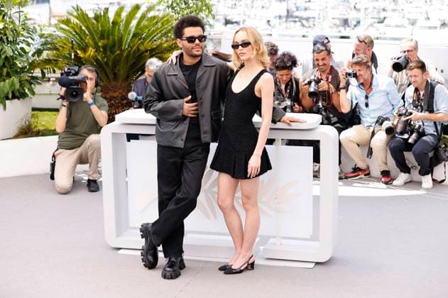 Abel The Weeknd Tesfaye und Lily-Rose Melody Depp beim Photocall zur HBO-Dramaserie The Idol auf dem Festival de Cannes 2023 76. Internationale Filmfestspiele von Cannes am Palais des Festivals. Cannes, 23.05.2023