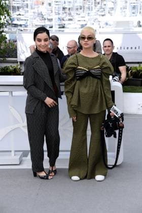 76th Cannes Film Festival 2023, Photocall film Ayeh Haye Zamini (Terrestrial Verses) . Pictured: Faezeh Rad, Sadaf Asgari  Copyright: xAlbertoxTerenghi PoolxPhotoxEvenx xPoolxPhotoxEventsx01x IPA_IPA38183489