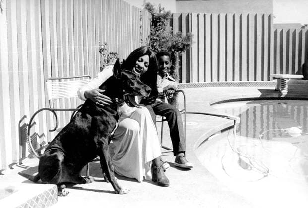 1972, View Park, California, USA: TINA TURNER and son RONNIE with dog Onyx by the pool at home in View Park. View Park USA - ZUMAg49_ 19720101_ent_g49_299 Copyright: xBobxLucas GlobexPhotosx