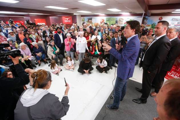 May 24, 2023, WINNIPEG, MANITOBA, CANADA: Prime Minister Justin Trudeau greets supporters at a rally for by-election candidate Ben Carr, right, in Winnipeg Wednesday, May 24, 2023. WINNIPEG CANADA  - ZUMAc35_ 20230524_zaf_c35_099 Copyright: xJohnxWoodsx