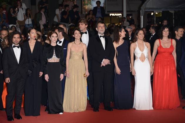 May 24, 2023, CANNES, France: CANNES, FRANCE - MAY 24: Valentina Romani, Elena Lietti, director Nanni Moretti, Giuseppe Scoditti, Arianna Pozzoli, Blu Yoshimi and Daniela Macaluso attend the Il Sol Dell™Avvenire (A Brighter Tomorrow) red carpet during the 76th annual Cannes film festival at Palais des Festivals on May 24, 2023 in Cannes, France. CANNES France - ZUMAi09_ 20230524_zaf_i09_032 Copyright: xFrederickxInjimbertx
