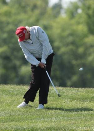 STERLING, VA - MAY 25: Former US President Donald Trump seen golfing at Trump National Golf Club Washington DC in Sterling, Virginia on May 25, 2023. Copyright: xmpi34x