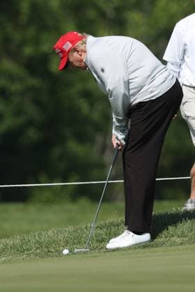 STERLING, VA - MAY 25: Former US President Donald Trump seen golfing at Trump National Golf Club Washington DC in Sterling, Virginia on May 25, 2023. Copyright: xmpi34x