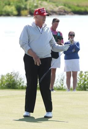 STERLING, VA - MAY 25: Former US President Donald Trump seen golfing at Trump National Golf Club Washington DC in Sterling, Virginia on May 25, 2023. Copyright: xmpi34x