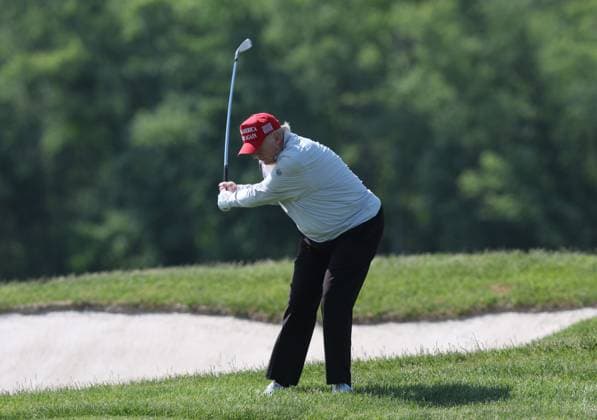 STERLING, VA - MAY 25: Former US President Donald Trump seen golfing at Trump National Golf Club Washington DC in Sterling, Virginia on May 25, 2023. Copyright: xmpi34x