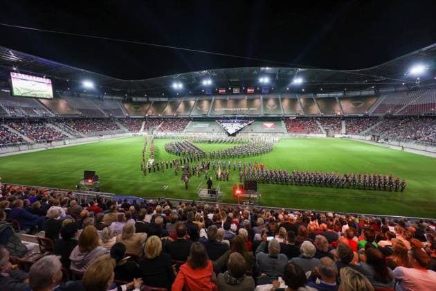 25.05.2023, Klagenfurt, AUT, Unterwegs in Kärnten, MilitaÌˆrmusikfestival 2023 - Klagenfurt, im Bild Übersicht, Stadion,