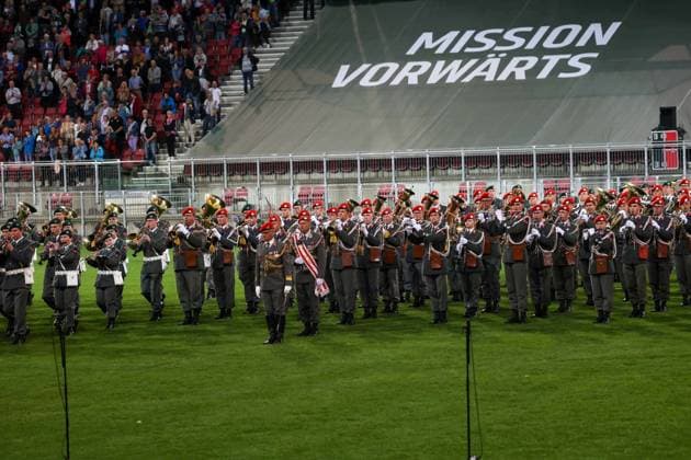 25.05.2023, Klagenfurt, AUT, Unterwegs in Kärnten, MilitaÌˆrmusikfestival 2023 - Klagenfurt, im Bild Übersicht, Stadion, Feature,