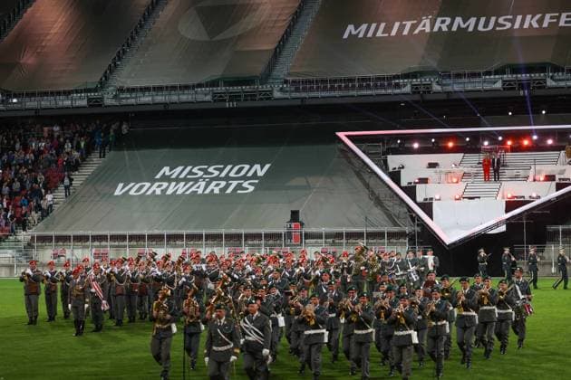 25.05.2023, Klagenfurt, AUT, Unterwegs in Kärnten, MilitaÌˆrmusikfestival 2023 - Klagenfurt, im Bild Übersicht, Stadion, Feature,
