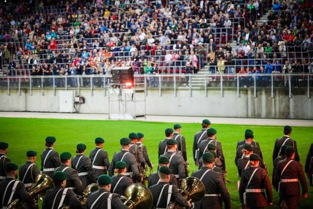 25.05.2023, Klagenfurt, AUT, Unterwegs in Kärnten, MilitaÌˆrmusikfestival 2023 - Klagenfurt, im Bild Übersicht, Stadion, Feature,