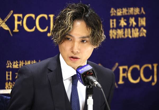 May 26, 2023, Tokyo, Japan - Japanese actor and dancer Yasushi Hashida, former member of a boys-group Johnny s Jr. speaks at the Foreign Correspondents Club of Japan in Tokyo on Friday, May 26, 2023. Hashida spoke out that he was sexually abused from Johnny Kitagawa who died in 2019. Johnny Kitagawa is the founder of Johnny and Associates, Japan s leading production agency of boys bands. (photo by Yoshio Tsunoda AFLO)  , aflo_219594878.jpg,
