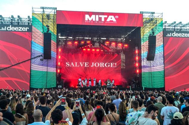 Festival MITA Music is the Answer in Rio de Janeiro RIO DE JANEIRO, RJ - 27.05.2023: PRIMEIRO DIA DO MITA NO RIO DE JANEIRO - Photos during the Rio edition of MITA, Music is the Answer, this Saturday (27), at the Jockey Clube, in Jardim Botânico, a neighborhood in the south zone of the capital. In the photo, singer Jorge Ben Jor and band. x2379438x  Belga