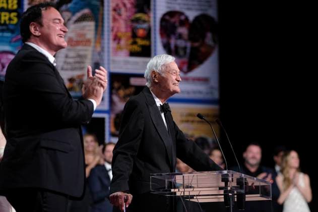 Quentin Tarantino und Roger Corman bei der Preisverleihung auf dem Festival de Cannes 2023 76. Internationale Filmfestspiele von Cannes am Palais des Festivals. Cannes, 27.05.2023