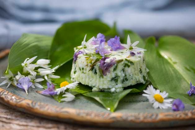 Wilder Knoblauch, Waldknoblauch, Baer-Lauch, Baerlauch, Baeren-Lauch, Baerenlauch, Waldknoblauch, Wald-Knoblauch (Allium ursinum), selbstgemachte Baerlauch-Feta mit Gundermann, Gaensebluemchen und Knoblauchsrauke, Deutschland ramson, buckrams, wild garlic, broad-leaved garlic, wood garlic, bear leek, bear s garlic (Allium ursinum), selfmade ramson feta with gill-over-the-ground, daisy and Garlic mustard, Germany BLWS687754 *** Wilder Garlic, Forest garlic, Baer Leeks, Baerlauch, Bears Leeks, Baerenlauch, Forest garlic, Forest Garlic Allium ursinum , Homemade Baerlauch Feta with Gundermann, Goosebumps and Garlic rocket, Germany ramson, buckrams, Wild garlic, Broad leaved garlic, Wood garlic, Bear leek, Bear S garlic Al Copyright: xblickwinkel F.xHeckerx