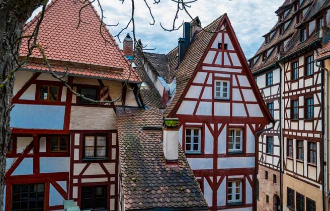 half-timbered or Fachwerk houses in Nuremberg Germany Nuremberg, Bavaria, Germany CR_THHE230529D-1128228-01
