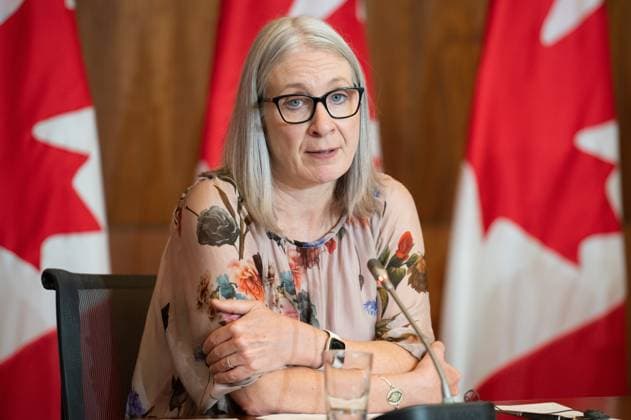 June 1, 2023, Ottawa, ON, Canada: Indigenous Services Minister Patty Hajdu speaks during an update related to the 2023 Wildfire Season in Ottawa, on Thursday, June 1, 2023. Ottawa Canada  - ZUMAc35_ 20230601_zaf_c35_003 Copyright: xSpencerxColbyx