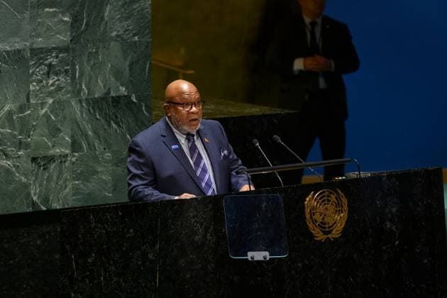 News Themen der Woche KW22 (230601) -- UNITED NATIONS, June 1, 2023 -- Dennis Francis, president-elect of the 78th session of the UN General Assembly, addresses a plenary session of the General Assembly at the UN headquarters in New York, on June 1, 2023. Trinidad and Tobago s permanent representative to the United Nations, Dennis Francis, was elected the president of the upcoming 78th session of the UN General Assembly on Thursday. ( UN Photo Handout via Xinhua) UN-GENERAL ASSEMBLY-NEW PRESIDENT LoeyxFelipe 