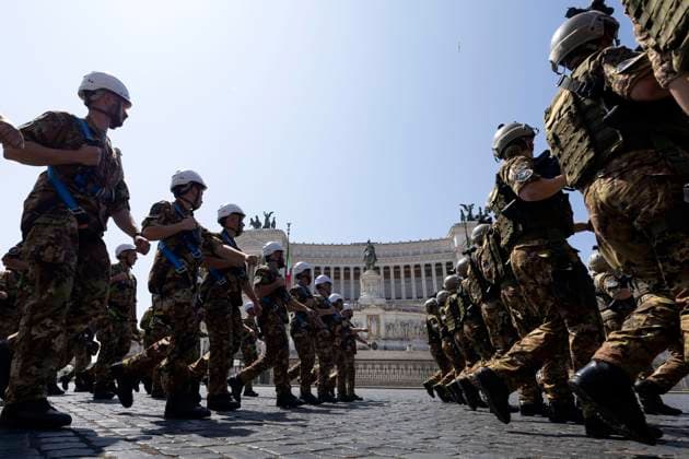 June 2, 2023, Rome, Italy: A moment of the military parade for the Republic Day, at the Fori Imperiali, Rome, Italy, 02 June 2023. The Feast of the Italian Republic is a national day of celebration established to commemorate the birth of the Italian Republic. It is celebrated every year on 02 June 2, the date of the institutional referendum of 1946, with the main celebration taking place in Rome. The Feast of the Italian Republic is one of the symbols of Italian homelands. ANSA MASSIMO PERCOSSI Rome Italy - ZUMAa110 20230602_zaf_a110_016 Copyright: xMassimoxPercossix
