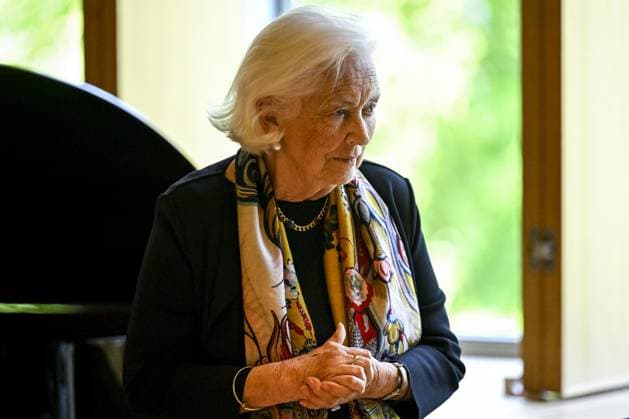 Queen Paola of Belgium pictured during the Academic Closing Ceremony at the Queen Elisabeth Music chapel, in Waterloo, Friday 02 June 2023. The Queen will present the Artists in Residence at the Queen Elisabeth Music Chapel with their Artist Diploma, marking the end of their residency at the Queen Elisabeth Music Chapel.  DIRKxWAEM 68311546