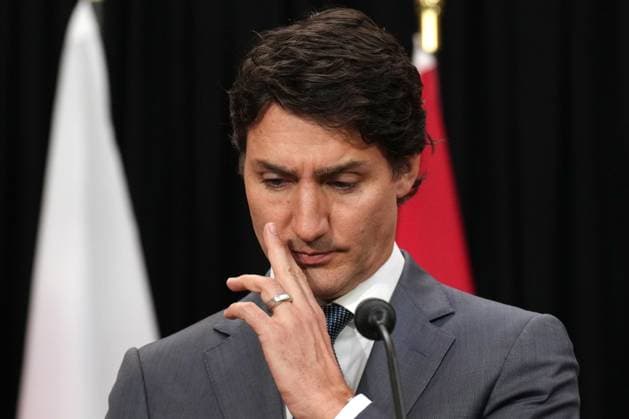 June 2, 2023, TORONTO, ON, Canada: Prime Minister Justin Trudeau stands at a podium as he makes an announcement with Poland Prime Minister Mateusz Morawiecki in Toronto on Friday, June 2, 2023. TORONTO Canada  - ZUMAc35_ 20230602_zaf_c35_051 Copyright: xChrisxYoungx