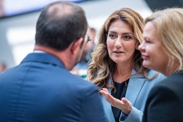 Dutch Minister of Justice and Security Dilan Yesilgoz - Zegerius (C) is seen at a meeting of the Coalition European Countries against serious and organized crime , in Antwerp, Monday 05 June 2023. Belgium, France, Germany, Italy, the Netherlands and Spain join forces in the fight against organized crime, in particular drug crime. During the meeting, a status will be drawn up of the implementation of the multi-annual action plan, which is the concrete translation of the ambitions entered into by the 6 countries in October 2022.  JONASxROOSENS 68442796
