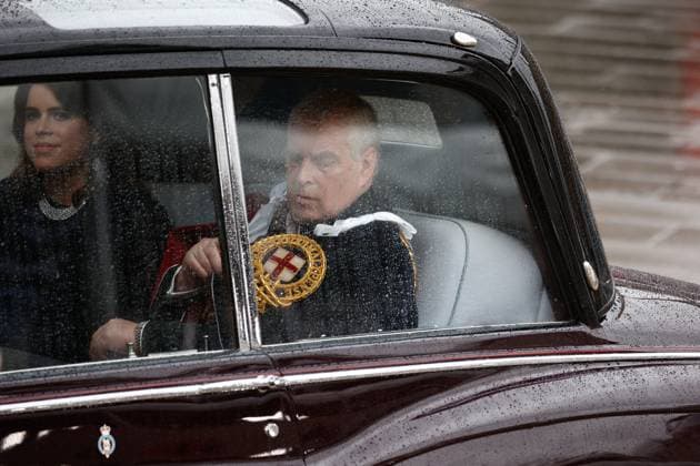 Charles III Coronation - Royal Family Leave Westminster Princess Eugenie of York and Prince Andrew leaving Westminster following the coronation ceremony of King Charles III and Queen Camilla in central London, UK on May 6, 2023. Photo by Raphael Lafargue ABACAPRESS.COM London United Kingdom  Copyright: xLafarguexRaphael ABACAx 851931_026 LafarguexRaphael ABACAx 851931_026