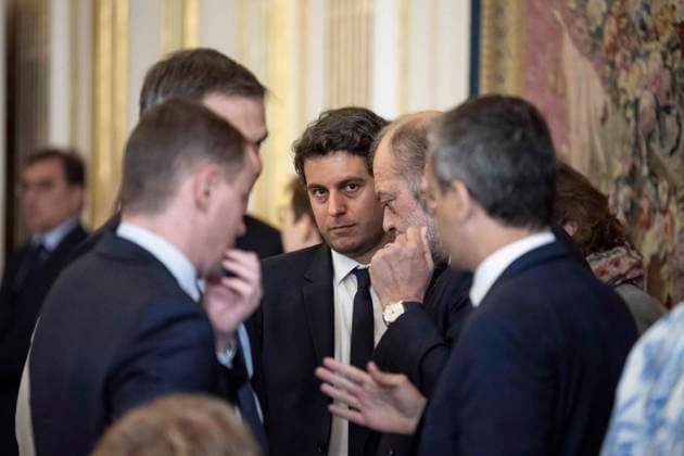7th Interministerial Committee For Public Transformation - Paris French minister Gabriel Attal during the 7th Interministerial Committee for Public Transformation, in Paris, on May 9, 2023.Photo by Eliot Blondet ABACAPRESS.COM Paris France  Copyright: xBlondetxEliot ABACAx 852238_026 BlondetxEliot ABACAx 852238_026