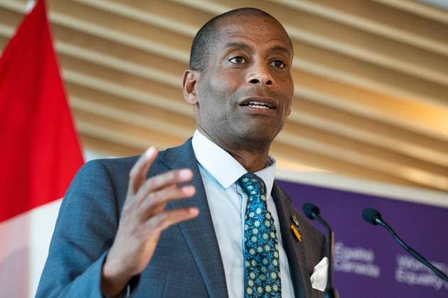 June 5, 2023, Gatineau, PQ, Canada: Parliamentary Secretary to the Prime Minister and to the President of the Treasury Board and Member of Parliament for the Hull-Aylmer region of Quebec, Greg Fergus delivers remarks during an announcement to support a national Indigenous women s and 2SLGBTQQIA+ organization at Native Women s Association of Canada (NWAC) in Gatineau, Que., Monday, June 5, 2023. Gatineau Canada  - ZUMAc35_ 20230605_zaf_c35_040 Copyright: xSpencerxColbyx