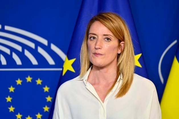 EU-Parlamentspräsidentin Roberta Metsola bei einem Empfang im Europäischen Parlament in Brüssel. Brüssel, 31.05.2023 Region Brüssel-Hauptstadt Belgien *** EU Parliament President Roberta Metsola at a reception at the European Parliament in Brussels Brussels, 31 05 2023 Brussels Capital Region Belgium Copyright: xDwixAnoraganingrumx
