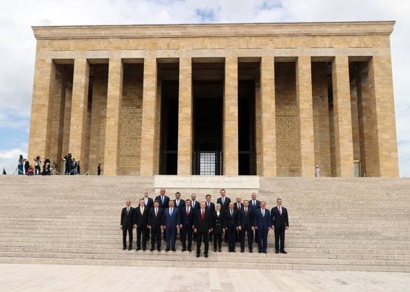 Bilder des Jahres 2023, News June 06 News Themen der Woche KW23 News Bilder des Tages Turkish President Recep Tayyip Erdogan and the new cabinet members visit Anitkabir, mausoleum of Turkish Republic s Founder Mustafa Kemal Ataturk, before their first cabinet meeting today in Ankara Turkish President Recep Tayyip Erdogan and the new cabinet members visit Anitkabir, mausoleum of Turkish Republic s Founder Mustafa Kemal Ataturk, before their first cabinet meeting today in Ankara, Turkiye on June 6, 2023. Photo by AK Party apaimages Ankara Ankara Turkey 060623_TURKIYE_AKP_00 (2) Copyright: xapaimagesxAKxPartyx xapaimagesx