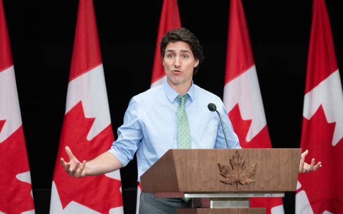 June 7, 2023, Ottawa, ON, Canada: Prime Minister Justin Trudeau delivers remarks at the Global Heads of Mission Meeting discussing the Future of Diplomacy Initiative in Ottawa, on Wednesday, June 7, 2023. Ottawa Canada  - ZUMAc35_ 20230607_zaf_c35_091 Copyright: xSpencerxColbyx