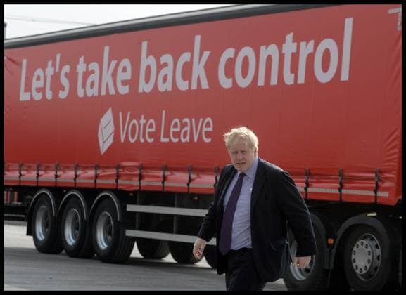 Image Licensed to Parsons Media. 11 03 2016. London, United Kingdom. Boris Johnson Speech on Vote Leave. The London Mayor Boris Johnson in front of a Vote Leave lorry at uropa worldwide, Dartford, after making a speech on the Vote Leave campaign. After announcing he will support the Vote Leave Europe campaign in the June referendum .  Copyright: xAndrewxParsonsx xParsonsxMediax PAR-2979-0053