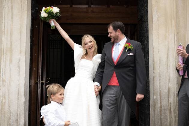 Bilder des Jahres 2023, Entertainment June 06 Entertainment Themen der Woche KW23 Prince Johann-Wenzel And Countess Felicitas Of Hartig Wedding - Vienna Prince Johann Wenzel of Liechtenstein and Countess Felicitas von Hartig leave the Royal wedding ceremony at Servitenkirche church in Vienna, on June 10, 2023, Austria. Photo by DNphotography ABACAPRESS.COM Vienna Austria  Copyright: xDNPhotography ABACAx 856538_001 DNPhotography ABACAx 856538_001