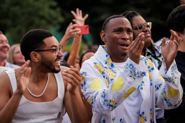DC: President Biden Hosts a Juneteenth Concert on the South Lawn Attendees react to a performance from Broadway Inspirational Voices during a Juneteenth concert on the South Lawn of the White House on June 13, 2023 in Washington, D.C. Juneteenth celebrates the emancipation of enslaved African Americans on June 19th and was declared a federal holiday in 2021 by President Joe Biden. (Photo by Samuel Corum Pool ABACAPRESS.COM) Washington The White House DC United States  Copyright: xPool ABACAx 856900_035 Pool ABACAx 856900_035